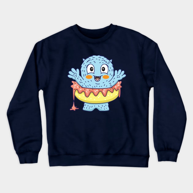 Monster donut cute Crewneck Sweatshirt by Mako Design 